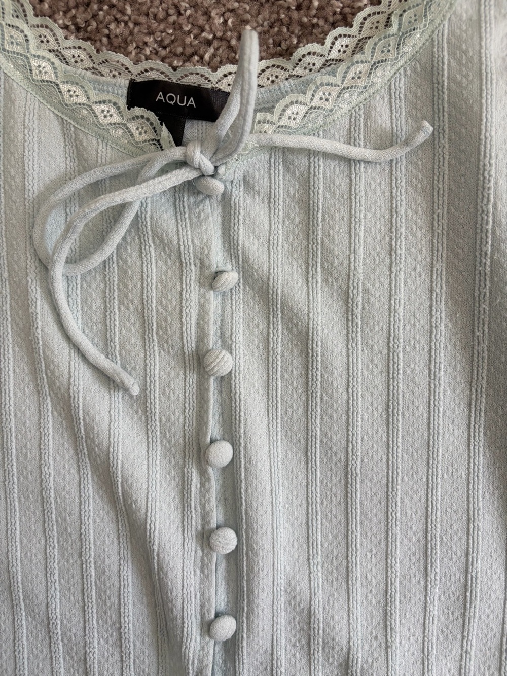Aqua (Bloomingdale’s) - Pale Blue Lace Trim Button Front Cami Tank - XL - Picture 5 of 5